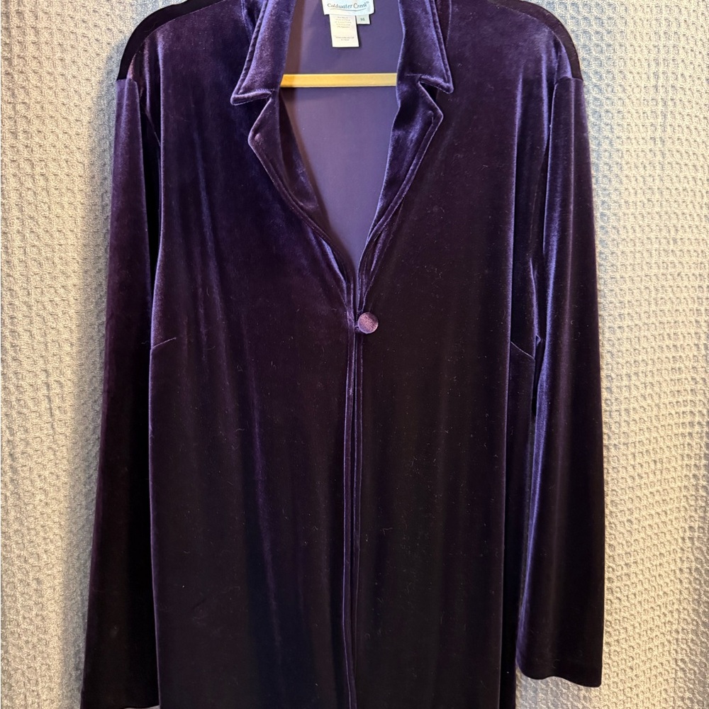 Coldwater Creek Deep Purple Velvet Cardigan
